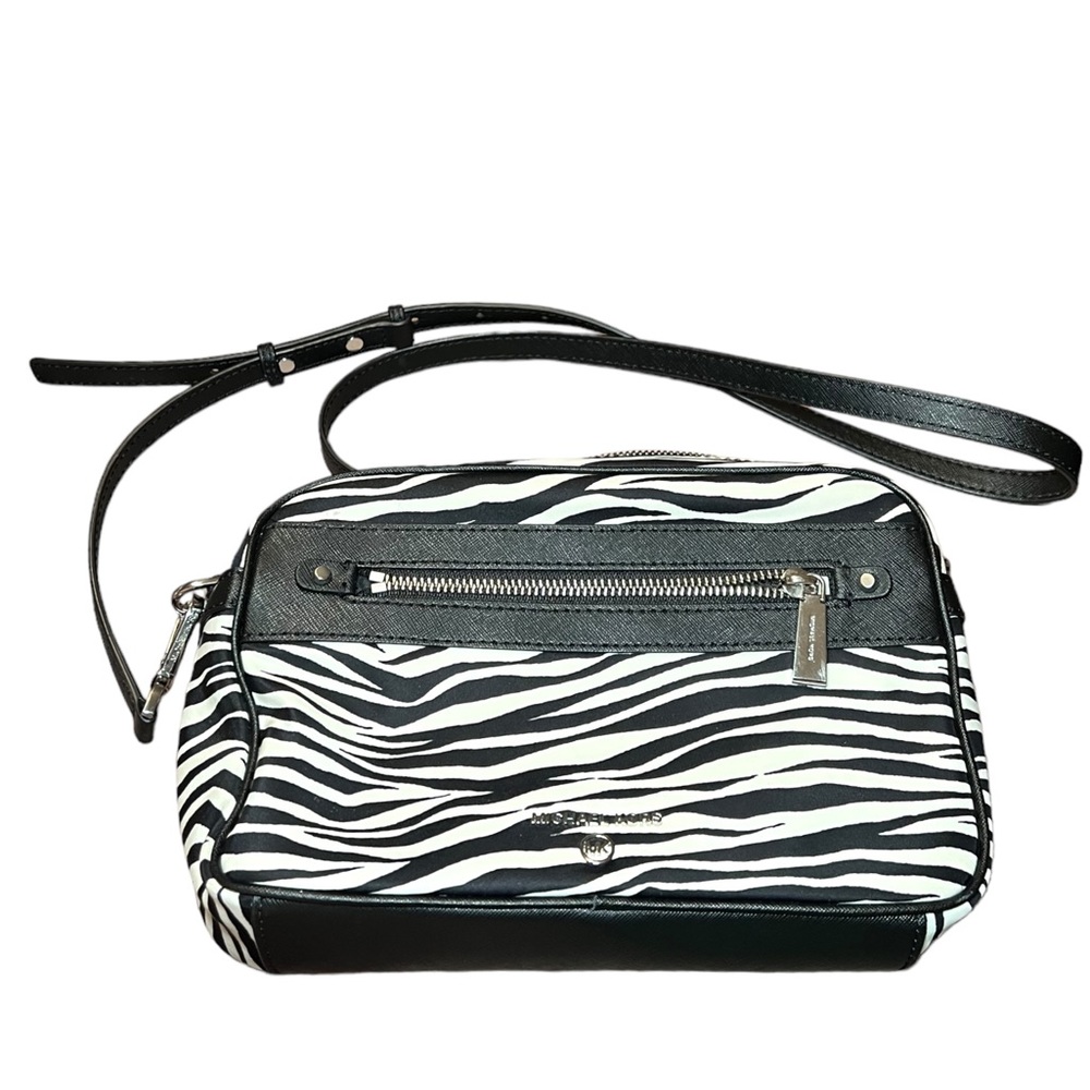 Michael Kors Black Saffiano Trim Zebra print Crossbody